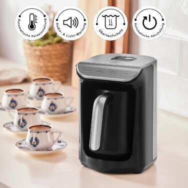 Кавомашина KARACA Hatır для приготування турецького кави з функцією обсмажування, 535W, сірий метал