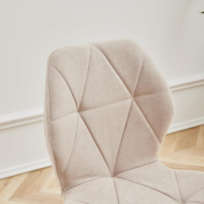 Набір з 4-х обідніх стільців GrandCA HOME, м'яке сидіння, скандинавський стиль, металеві ніжки, ромбоподібні подушки, бежевий колір