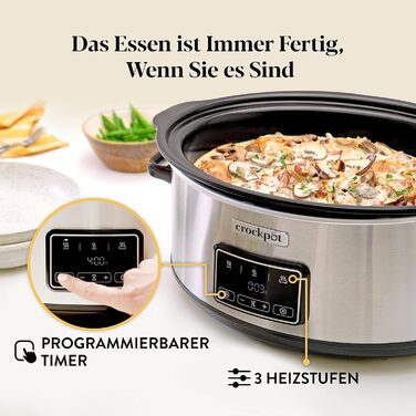 Мультиварка Crockpot Schongarer Slow Cooker 7.5 л з регулюванням часу приготування, нержавіюча сталь [CSC063X]