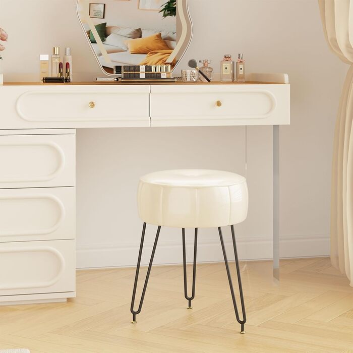 Пуф-табурет для макіяжу YMYNY, стилізування під гарбуз, 32x32x44 см, білий (HBD036W)