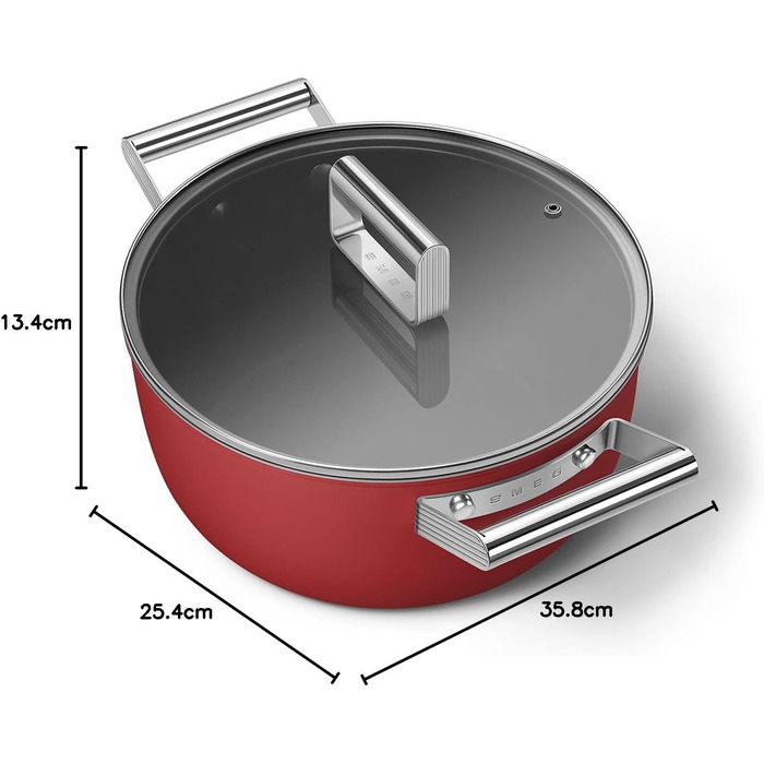 Електричний чайник Smeg KLF05CREU 0.8 л, червоний, з нержавіючої сталі, з індикатором рівня води та захистом від нагрівання