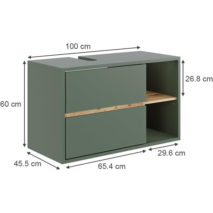 Тумбочка під раковину Vicco Grün/Artisan Viola 100x60x46 см - для ванної кімнати, легке прибирання завдяки настінному монтажу
