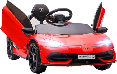 Дитячий електромобіль HOMCOM Lamborghini Aventador SVJ Roadster 12V, червоний, з пультом ДУ, MP3, світлом і звуком, для дітей 3-5 років