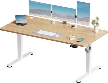 Електричний регульований стіл Devoko 120x60 см: офісний, для комп'ютера, з пам'яттю висоти, стоячий, бежевий