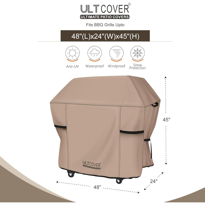 Водонепроникний чохол для гриля ULTCOVER 122 см, міцний чохол для газового гриля на 2-3 пальники для вулиці