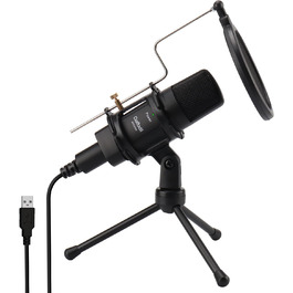 Daffodil MCP200 USB Конденсаторний мікрофон: для стрімінгу, подкастів, запису голосу. Комплект з поп-фільтром, антишоком та підставкою. Сумісний з PC, Mac.