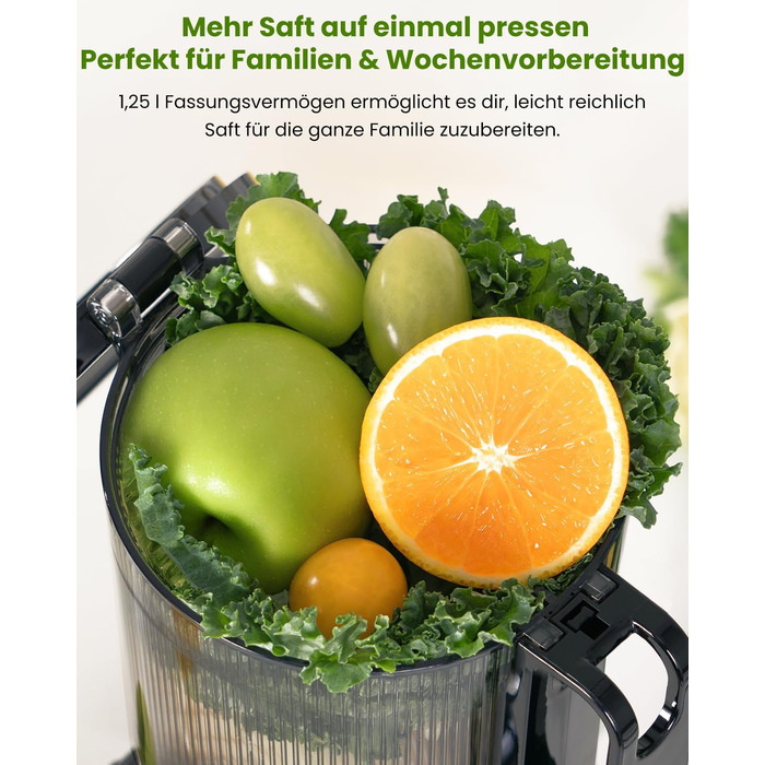 LINKChef Slow Juicer: Холодне віджимання овочів та фруктів, 115 мм, чорний, BPA Free