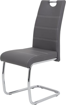 Набір обідніх стільців Hela Flora (4 шт.), штучна шкіра сірого кольору, металевий каркас, 42x57x98 см