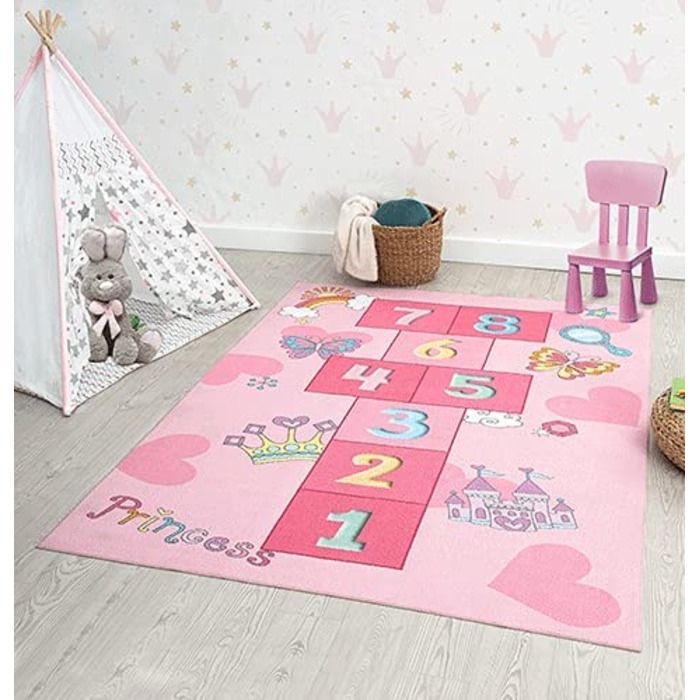 Дитячий килим Happy Life, дитячий килим, килимок для ігор, що миється, килимок з цифрами, надувний килим, цифри, круглі, рожеві, 20