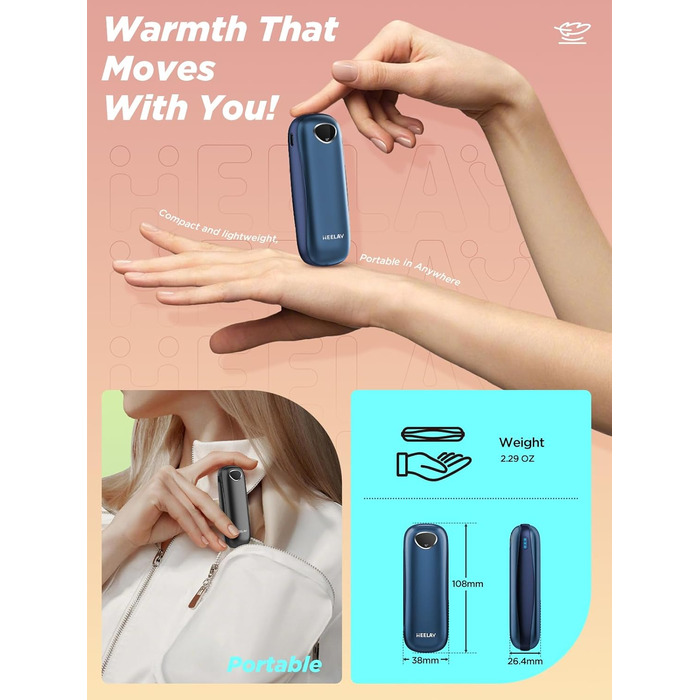 Електричні грілки для рук 10000mAh, 2 шт. [Коробка подарунків на Різдво] Повторно використовувані грілки для рук USB, зимовий подарунок, для хворих на синдром Рейно, для активного відпочинку, ігор, Powerbank, блакитні