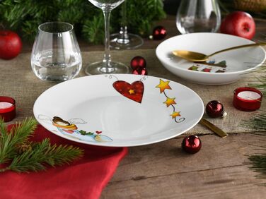 CreaTable Набір посуду Luna, 18 предметів для 6 осіб. Комплект для сніданку з порцеляни, придатний для миття в посудомийній машині та використання в мікрохвильовій печі.