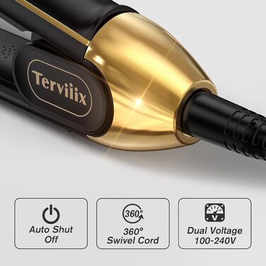 Широкі пластини Terviiix Straightener, з пластинами 100 чистого титану, 45 мм, широкий випрямляч для густого волосся, випрямляч для локонів і випрямлення, для випрямлення та хвиль, PTC Швидкий нагрів, подвійний натяг