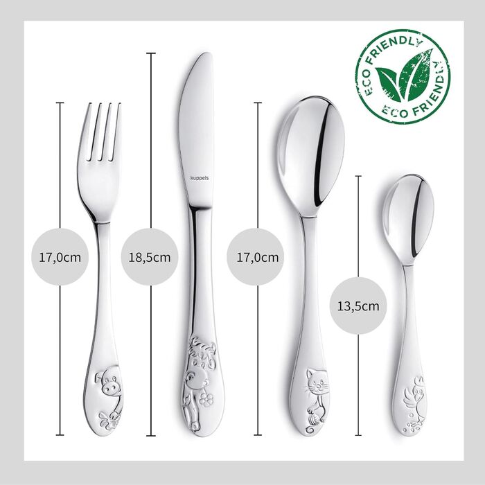 Персоналізований дитячий набір посуду Kinderbesteck Bauernhoffreunde з гравіюванням імені - 4 шт.