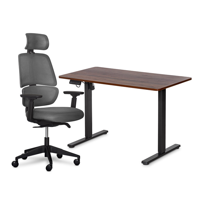 Комплект Mealux PowerDesk Lite Walnut+ Leo Air Plus Grey (арт. EVO-201 Lite Walnut /B +Y 546 KBG)