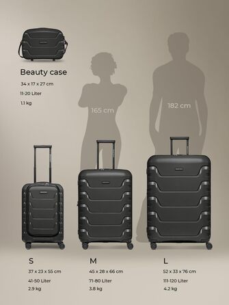 Набір валіз Smartbox Hartschalen Edition 01: 3 валізи, розширюються, з TSA-замком та відділенням для ноутбука (Чорний)