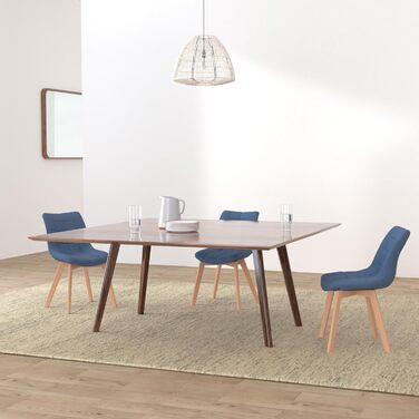 Набір з 2-х обідніх стільців Passaic, велюр, ергономічна м'яка подушка, захист для підлоги, до 150 кг, блакитний колір