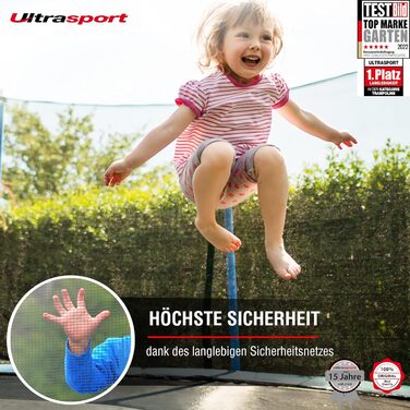 Батут Ultrasport Uni-Jump 460 см для дітей та дорослих (до 150 кг) з сіткою, захисним покриттям та комплектом для монтажу | Садовий батут