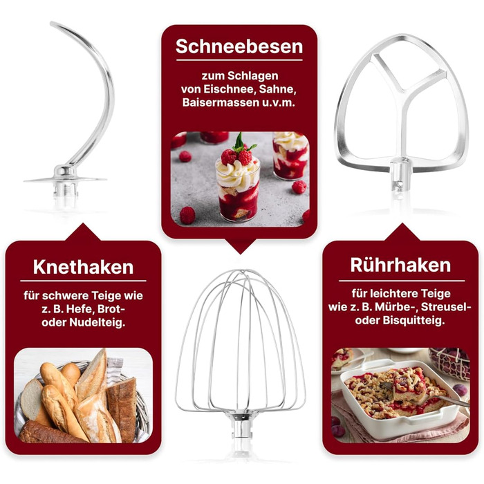 Кухонна машина Clatronic KM 3765 XXL: 10л, 1500W, міксер, гак для тіста, насадка для збивання, захист від розбризкування