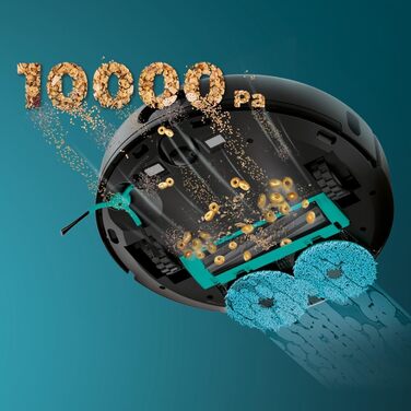 Робот-пилосос Cecotec Conga 9590 Spin Revolution Ultra Power з автопорожненням, 10000 Па, лазерна навігація, 240 хв, моп, силіконова щітка, для дому та тварин, керування через додаток