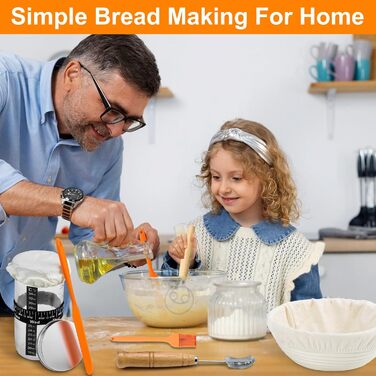 Набір для випікання хліба з закваскою: форма для хліба, силіконовий скребок, скляний контейнер для закваски