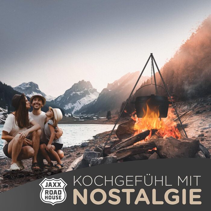 Чавунний казан JAXX Roadhouse Original Dutch Oven (9л) з кришкою, піднімачем та сумкою для перенесення, для відкритого вогню та плити