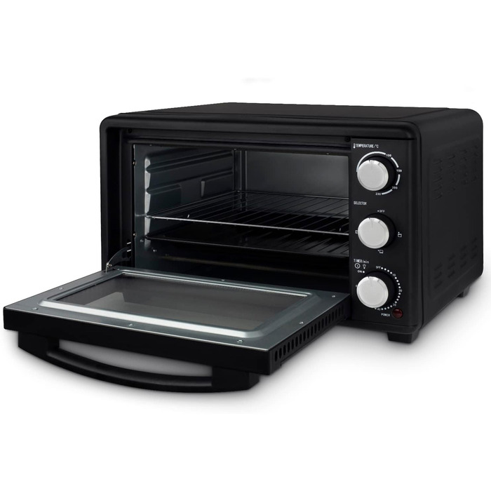 Електрична піч H.Koenig Mini Four 25L: компактна, багатофункціональна, 1500W, 4 режими, таймер, склодвері, решітка-гриль