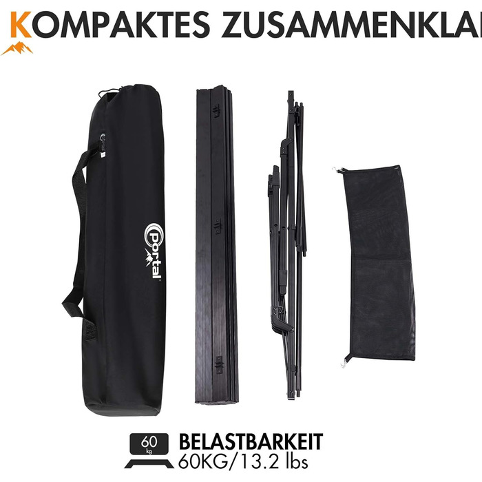 Складаний кемпінговий стіл Portal з регулюванням висоти, алюмінієвий, 120x70 см, чорний