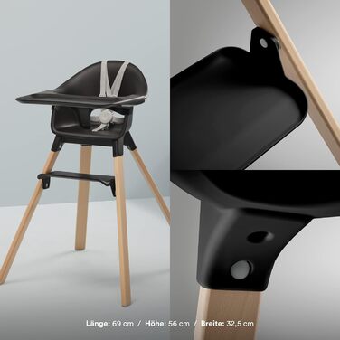 Дитячий стільчик Stokke Clikk Black Natural з підносом та ременем безпеки - ергономічний, регульований, для дітей 6-36 місяців (до 15 кг)