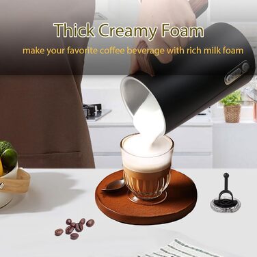 Електричний спінювач молока 4-в-1 – спінювач молока, нагрівач молока з автоматичним відключенням, білий (чорний)