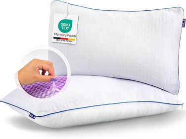 Подушка Mister Sandman 40x80 см, ортопедична з Memory Foam та Honeycomb GelFlex Grid, дихаюча та пральна, для сну на боці, спині та животі, набір 1 шт.