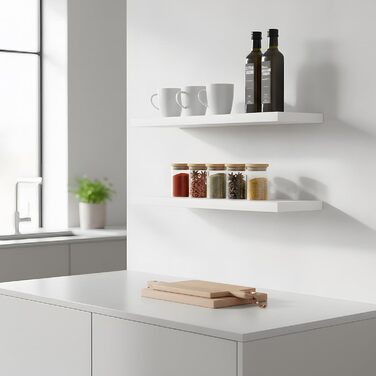 Набір настінних полиць 4 шт. для декору та книг з МДФ, білі 40x14x3 см