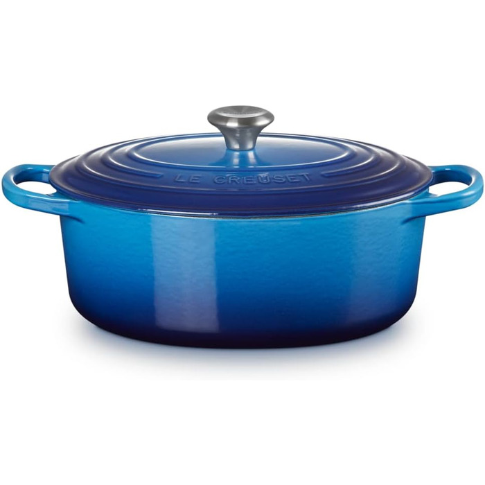 Le Creuset Signature Чавунна сковорода-жаровня з кришкою, овальна, 7,5 л, для всіх типів плит (включно з індукцією), колір: вишневий