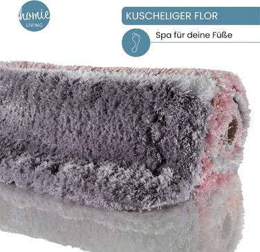 Килимок для ванної кімнати з м'якого флюсу, антиковзаючий, пральний, Rio Marina (70 x 120 см, Рожево-сірий-сріблястий)