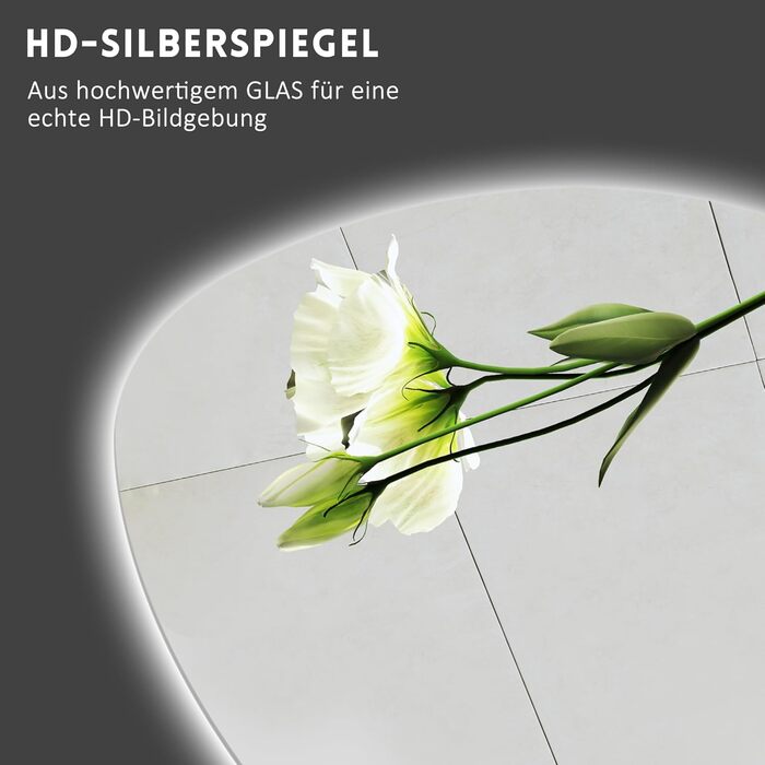 Дзеркало для ванної кімнати Badspiegel 70x50см з підсвічуванням 3 кольори, сенсорний вимикач, прямокутне, для ванної/вітальні, енергоклас A++