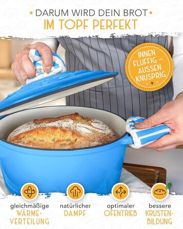 Форма для випікання хліба з чавуну з кришкою Krustenzauber - 28 см, 4.7л, блакитна