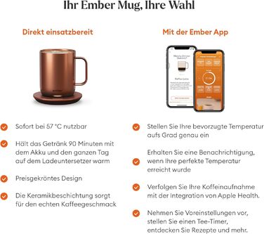 Розумний термокружка Ember Smart Mug 2, 295 мл, з регулюванням температури, керування через додаток, акумулятор, LED дисплей, мідний колір