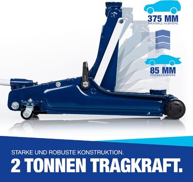 Гідравлічний домкрат NTG 2T для легкових авто та занижених транспортних засобів, 85-375 мм, вантажопідйомність 2000 кг