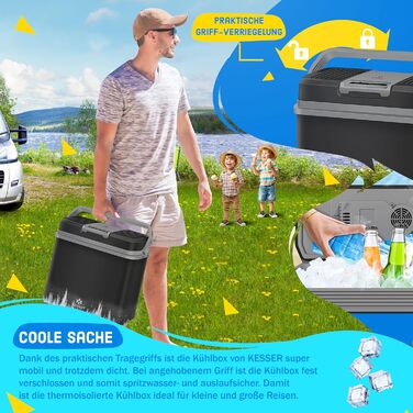 Автомобільний термобокс KESSER 24л: Охолоджує та нагріває (12/230V) для авто, човна, кемпінгу. Міні-холодильник з режимами ECO/MAX, чорний
