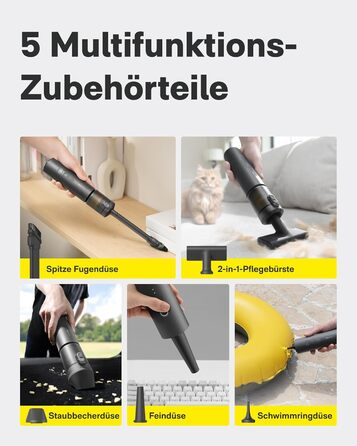 Акумуляторний ручний пилосос HOTO 20000Па 4-в-1 для авто, дому та клавіатури, бездротовий міні-пилосос з функцією обдуву