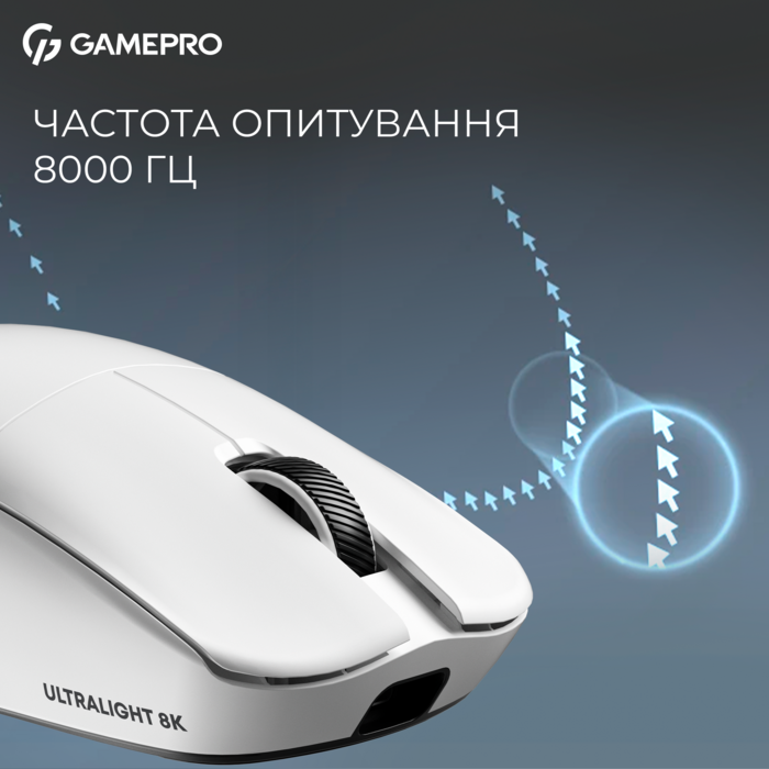 Бездротова ігрова миша GamePro Asgard Odin 8K Wireless/2.4GHz/Bluetooth PixArt PAW3950