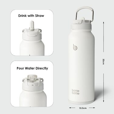 ПЛЯШКА 1.2 л Спортивна пляшка для води з нержавіючої сталі, ізольована пляшка для води з соломинкою та тримачем для таблеток (білий/розкішний сад)