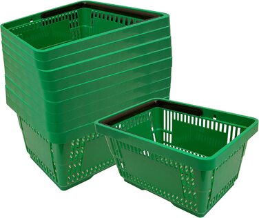 Пластикових кошиків для покупок з ручкою 20 літрів 40 см штабельовані зелені, 10