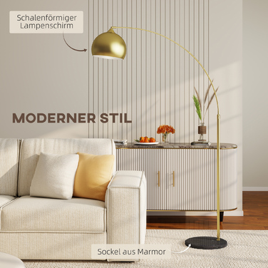 Стійка лампа з регульованою висотою, з підсвіткою від вимикача на підставці, з декоративною основою під мармур, висота 170-180 см, золотий/чорний колір