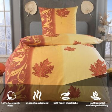 Комплект постільної білизни Cotton Fine Beaver, теплий для зими, розмір 155x220 80x80, дизайн 6, 2 шт.