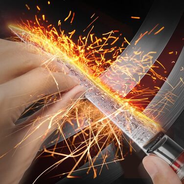 Японський кухонний ніж FANTECK Gyuto з дамаської сталі 67 шарів (20 см) з ручкою Pakkaholz. Професійний ніж для кухні, 5.5 дюймів. У подарунковій коробці.