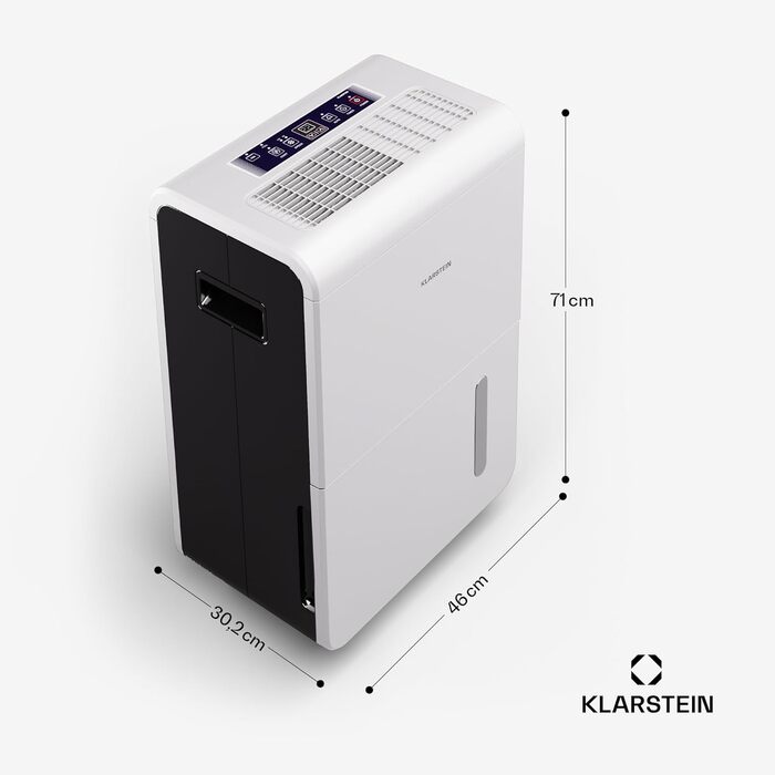 Електричний осушувач повітря Klarstein DryFy Connect 60L з Wi-Fi, 60л/24г, таймер, для приміщень 45-65м²