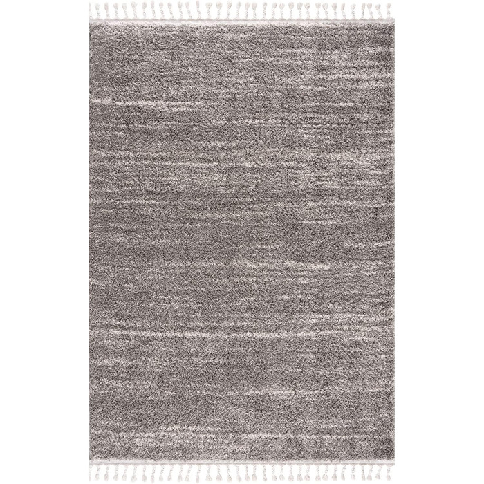 Килим у вітальню з високим ворсом - етно-стиль строкатий 80x250 см кремовий - килимове покриття з бахромою (70 x 230 см, сірий)