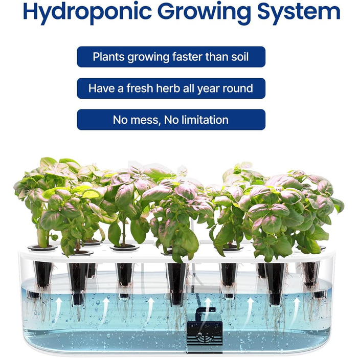 iDOO Система гідропоніки Smart Garden: 10 касет, таймер, LED лампа, вентилятор, регульована висота, для вирощування зелені