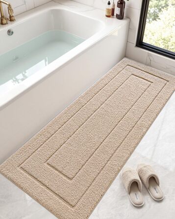 Килимок для ванної кімнати DEXI, преміум-якість, м'який, поглинаючий, з антиковзаючим покриттям, 40.6 x 61 см (2' x 5' Rectangular), Бежевий