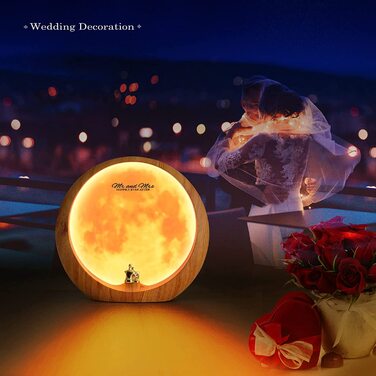 Місячна лампа mamre для вітальні, прикраса, нічник, подарунок на річницю Святого Валентина для нього, знаки містера і місіс для прикраси весільного столу, художній орнамент, домашній подарунок (місячний / зернистий)